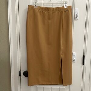 TAHARI gold tan long skirt.  M